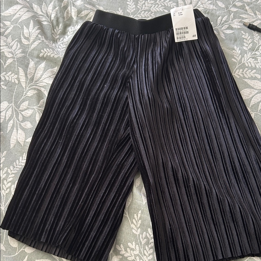 H&M Black Pleated Wide-Leg Pants